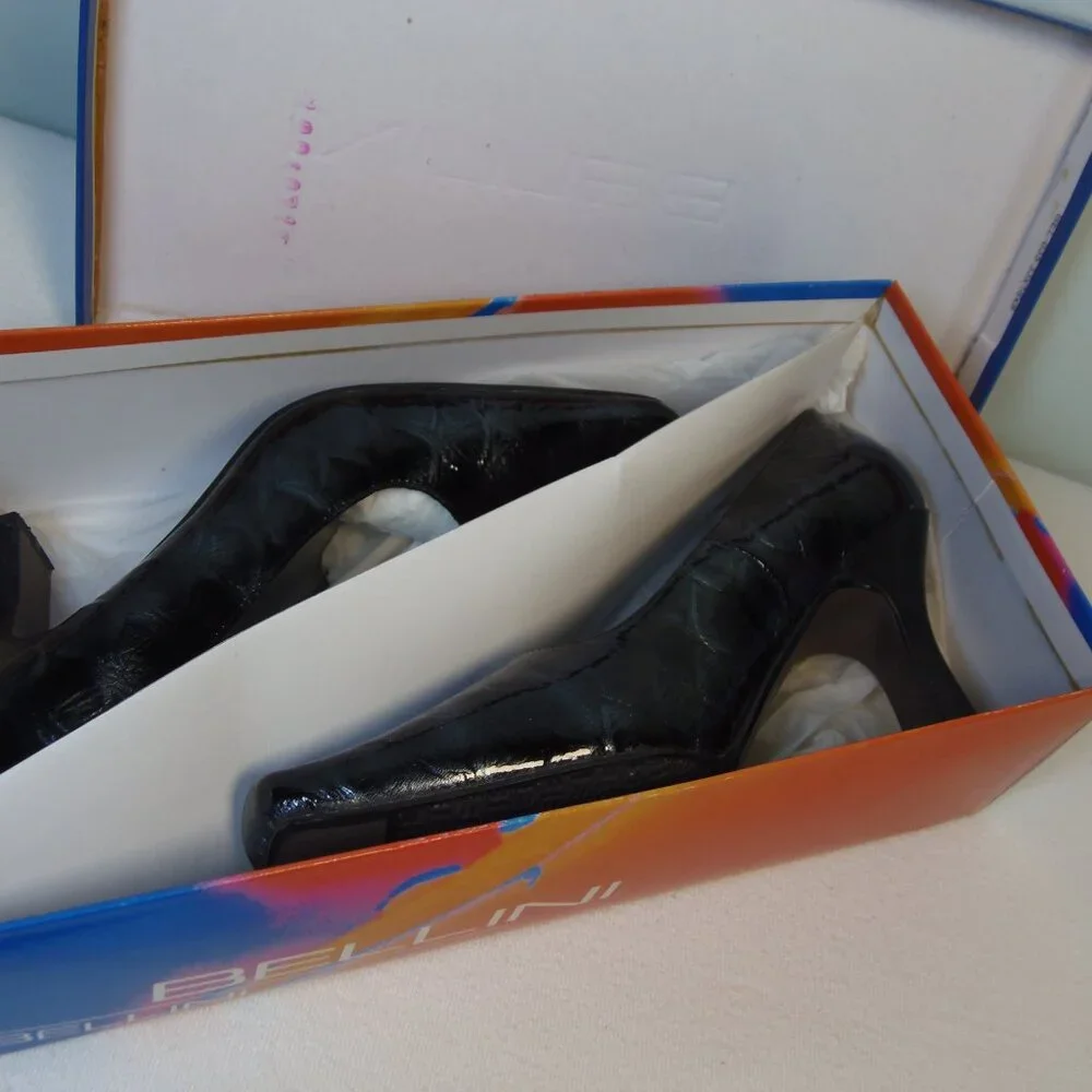 Bellini Rhonda‎ Women's 7M Faux Croc Black Gray Sleek Pump BossBabe Powerhouse